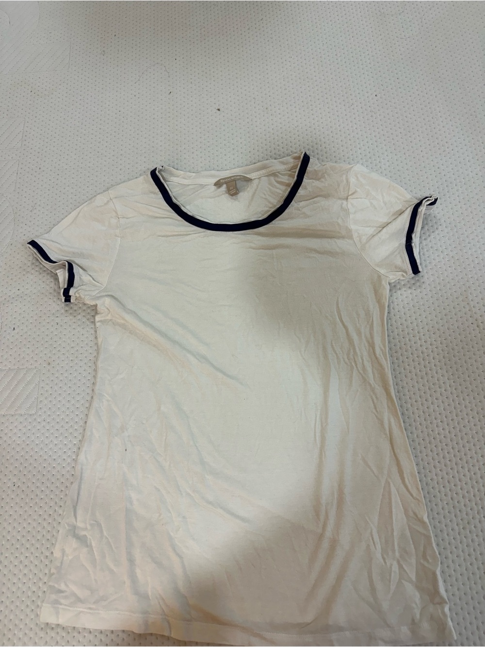 Banana Republic White Short Sleeve Ringer Tee with Navy Trim